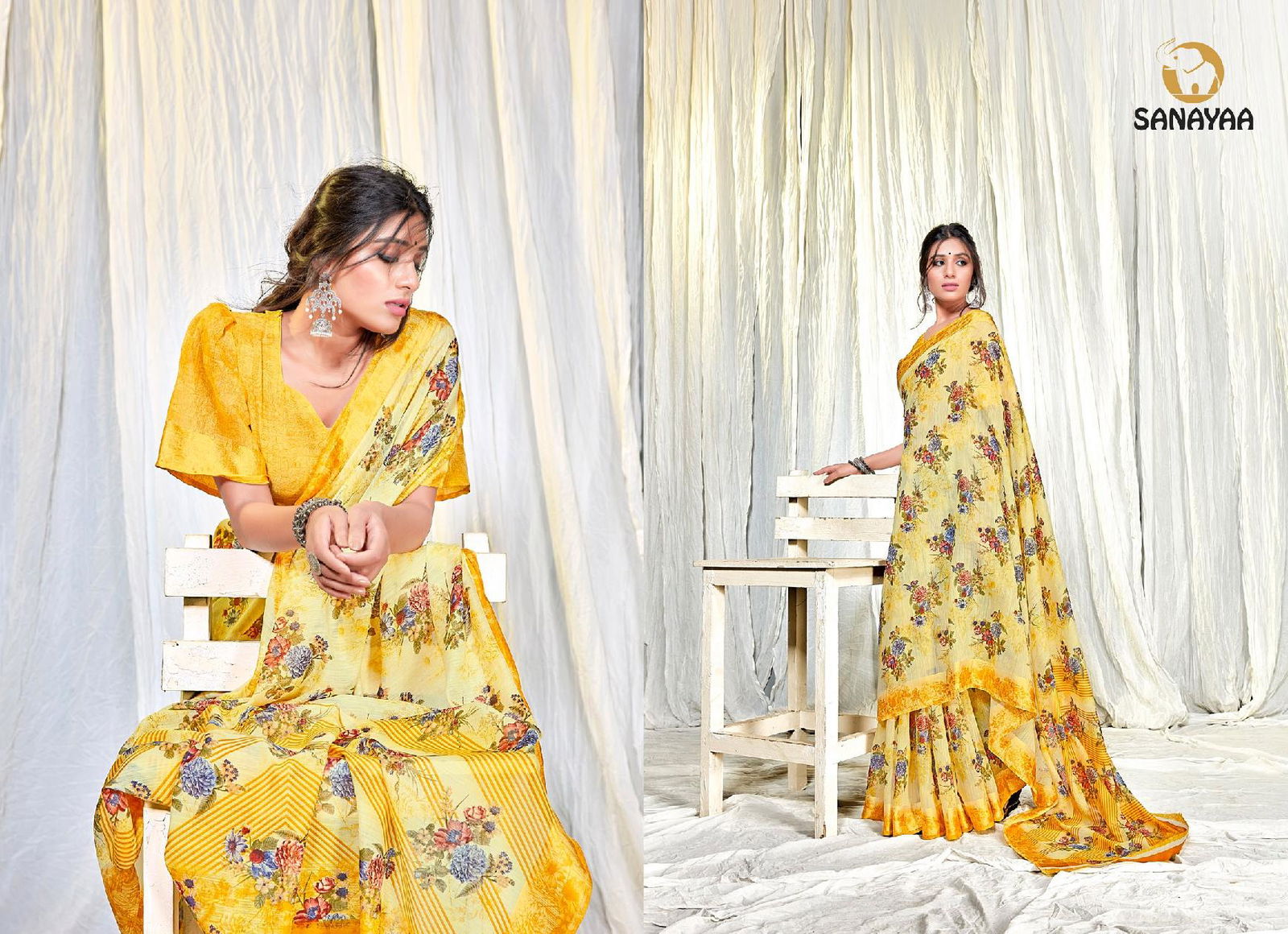 Sanayaa Kashish Latest Fancy Designer Casual Wear Linen Printed Silk  Saree Collection